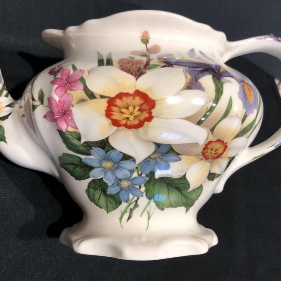 VTG Sadler Spring Floral Teapot Iris Narcissus Wildflowers Made in England EUC ! - Picture 8 of 14